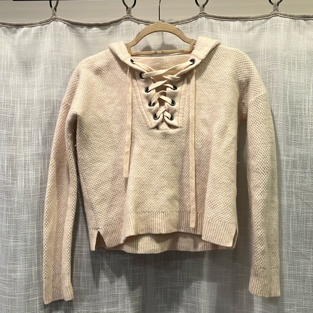 Cream-colored Madewell Hooded Sweater